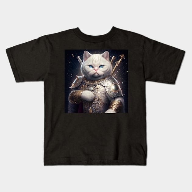 Warrior British Shorthair Kids T-Shirt by Enchanted Reverie